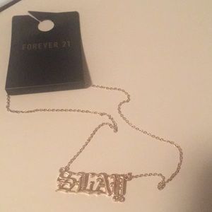 SLAY Gold necklace script NWT
